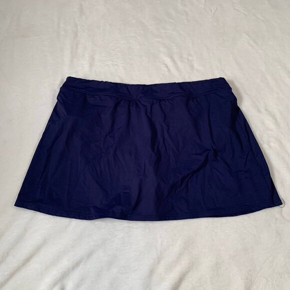 Lands' End blue pull on elastic waist bikini bottom skort shorts with skirt - Picture 1 of 7